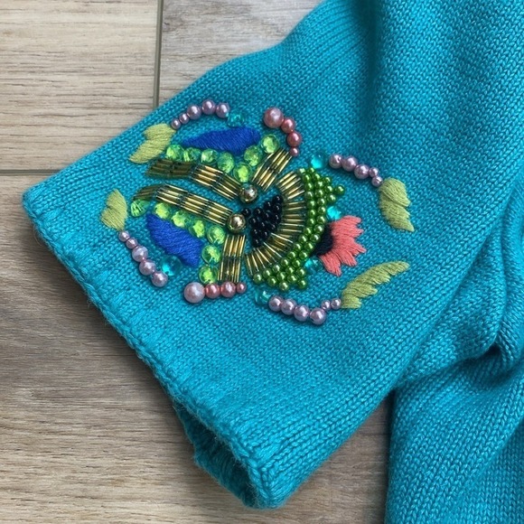 Vintage Michael Simon Scarab Beetle Sweater Unique Insect Beaded‎ Twee - Picture 6 of 14